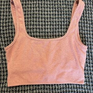 Abercrombie & Fitch Pink Ribbed Crop Top